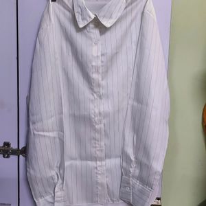 Elegant Shine Satin White Stripped Shirt