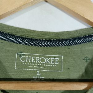 Olive Green Printed T-shirt (Men)