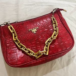 Prada Bag With Chunky Gold Chain