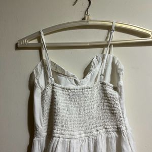 Cottagecore Midi Embroidered White Dress