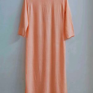 Embroidered Peach Kurta