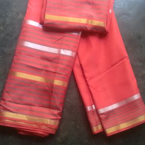 Red Silk Saree With Blouse