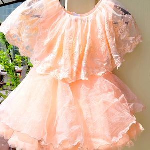 Rose Gold Net Party Wear Kids Baby Frock