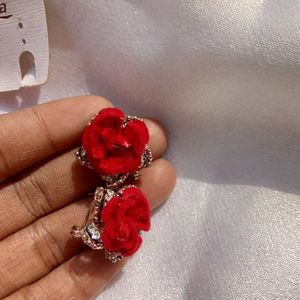 Velvet Red Rose Studs