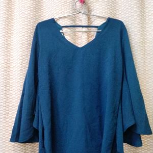 Blue Deep Back With Buttons Top