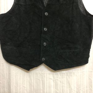 Saddlebred Black Leather Waistcoat