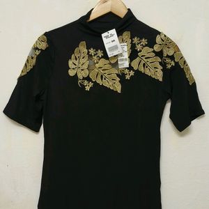 Trendy New Black And Gold Top For Women