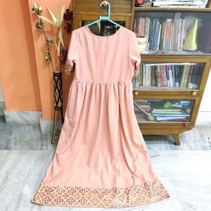 Peach Foil Print Dress