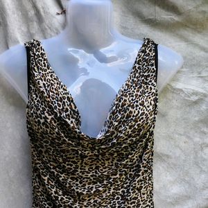 I. SEXY CHEETAH PRINT COWL NECK BODYCON