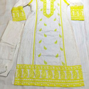 Chikankari Work Kurti And Pencil Pant