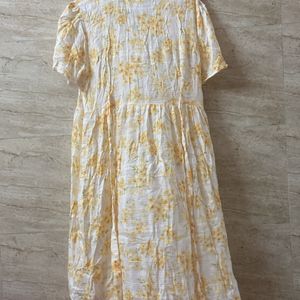 Cream With Yellow Flowers Pattern Dress