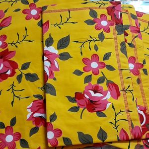 New Gold🌷floral Double Bedsheet With 2Pillow