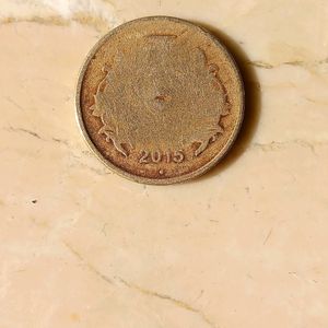 5 Rupees Gold Colour Error Coin