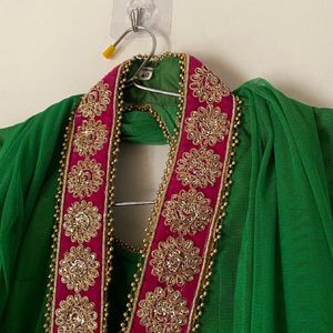 Parrot Green Anarkali Dress