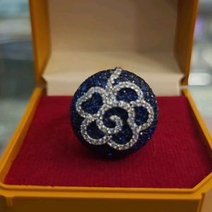 Royal Blue Pure Silver Ring Ladies