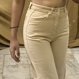 Cream Wide Leg Jeans