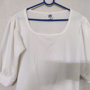 Dream Beauty Fadhion White Square Neck Top