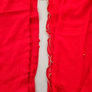 Red Potli Anchore Pant (Lagging) With Dupatta