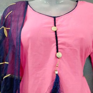 Embroided Skirt Kurti Set With Dupatta