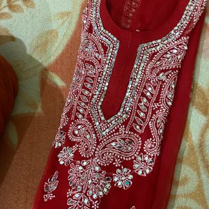 Georgette Chikankari Kurtii