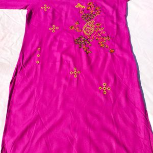 Beautiful Silk Cotton Violet Embroidery Kurti