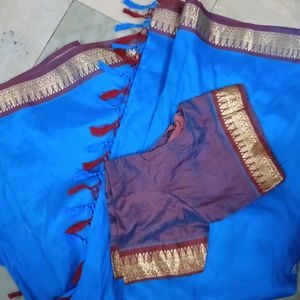 Multicolored Saree With A Stitched Blouse