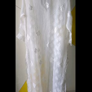 White Georgette Chikankari Kurti