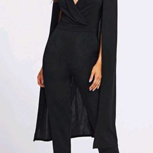 SHEIN Cape Sleeve Surplice Wrap Tailored Jumpsuit