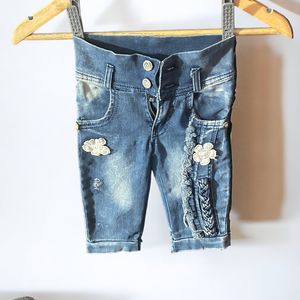 High Waist Denim Capri For 3-4 Years Girl