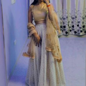 Diwali Sale Crop Top Golden Lehenga