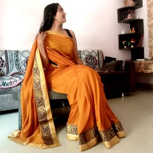 Mustered Colour Golden Shining Saree✨