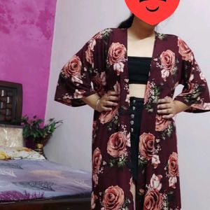 Maroon Floral Shrug