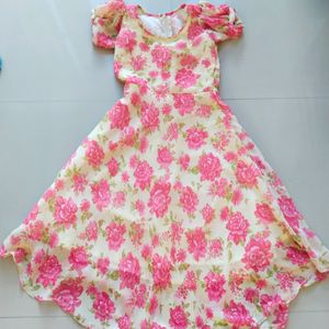 Puffed Sleeves Frock For Girls