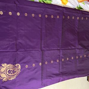 Purple Semi Soft Silk Handloom Saree