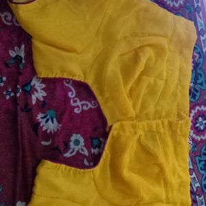 Yellow Saree With Designer Blouse