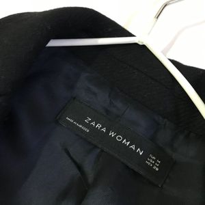 Zara Woman Black Overcoat Fits B 34-38