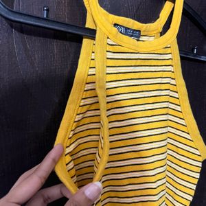 Zara Yellow Stripped Crop Top