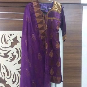 Purple Heavy Suit With Dupatta