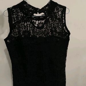 Black Net Sleeveless Top