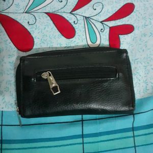 Black Leather Purse Women's Wallet Girls Handbag