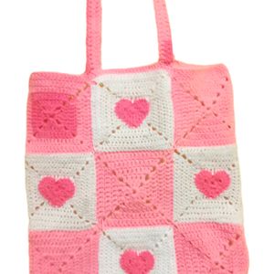 Pink Large Crochet Tote Bag