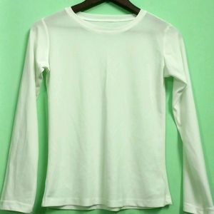 White Full Sleeves Semi Transparent Top