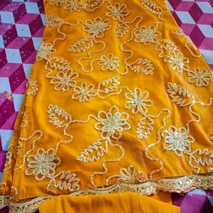 Yellow Heavy Embroidery Suit