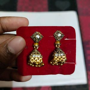 Oxidised Gold Plated Jhumka