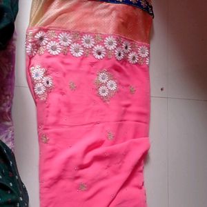 Pink Chiffon Saree