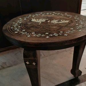 Handicraft Sheesham Wood Round 3 Leg Bed Side Tabl