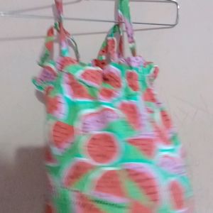 Watermelon Sleevless Kids Frock