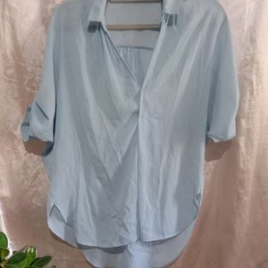 Light Blue Korean Tops