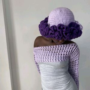 Crochet Ruffle Hat And Shrug