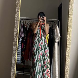 Tulip Print Sequins Detail Maxi Dress